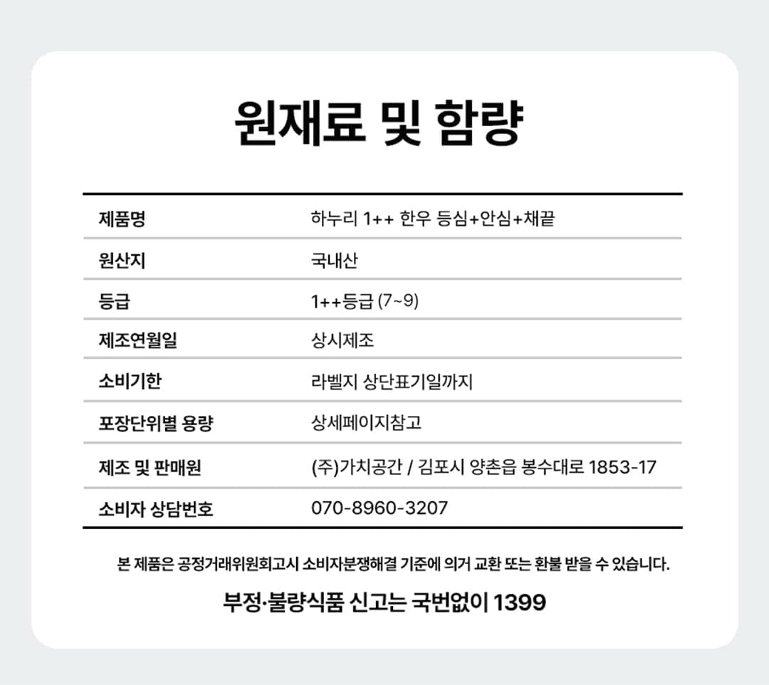 [캐치딜 전용] [하누리]  1++ 한우투뿔 1++ 구이용 등심+채끝+안심 750g 상세 이미지 3