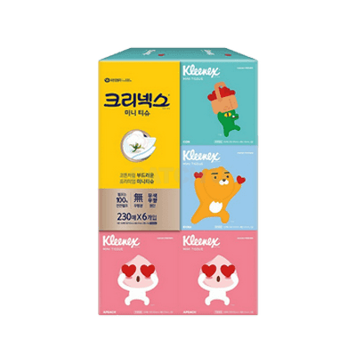 크리넥스 미용티슈 디럭스 미니 카카오 프렌즈 티슈 230매 X 6입 X 1EA
