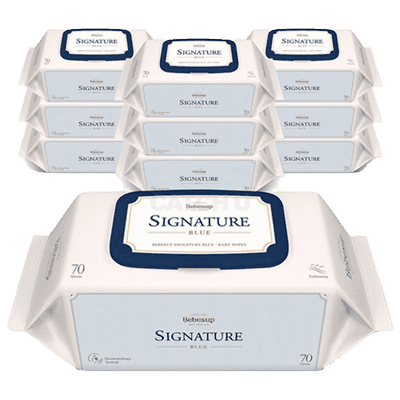 베베숲 시그니처 블루 유아물티슈 캡형 70매 10팩