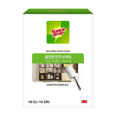 3M 올인원 먼지떨이 스타터팩 핸들 + 리필 14개, 화이트, 1세트