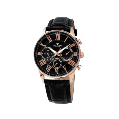 탠디 클래식 남성용 멀티펑션 가죽시계 1712 로즈블랙