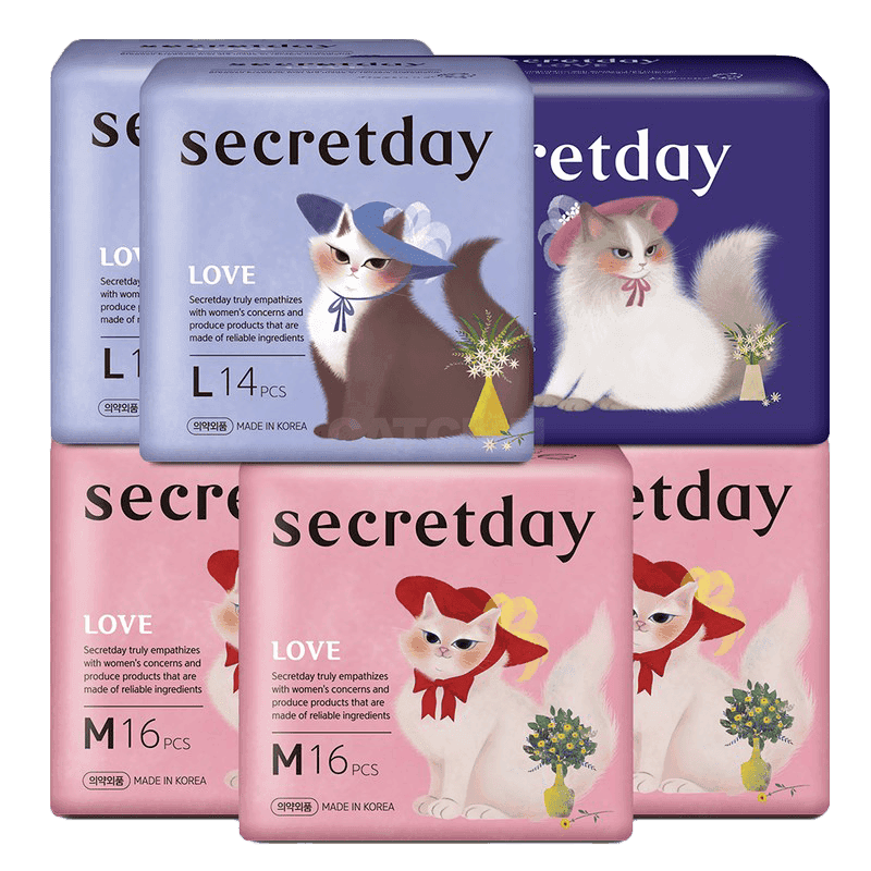 시크릿데이 러브 중형 16p x 3팩 + 대형 14p x 2팩 + 오버나이트 10p, 1세트