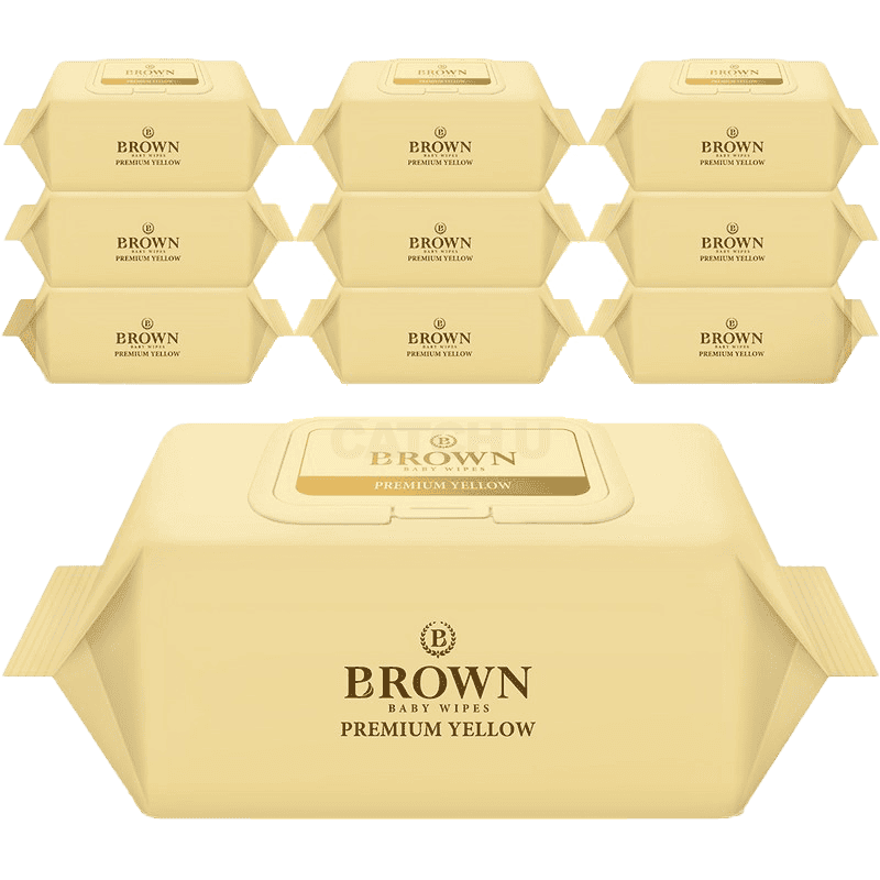 브라운 프리미엄 옐로우 아기물티슈 캡형, 72매, 10개