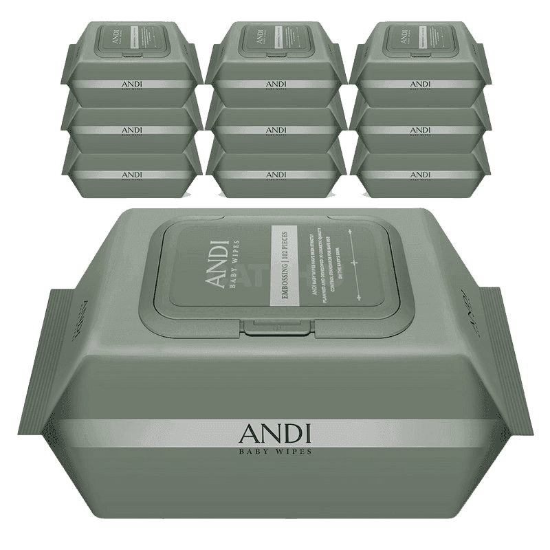 안디 시그니처 저자극 대용량 아기물티슈 캡형 50평량, 102매, 10개