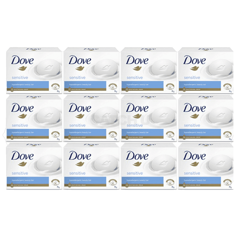 도브 센스티브 뷰티바 비누, 75g, 12개