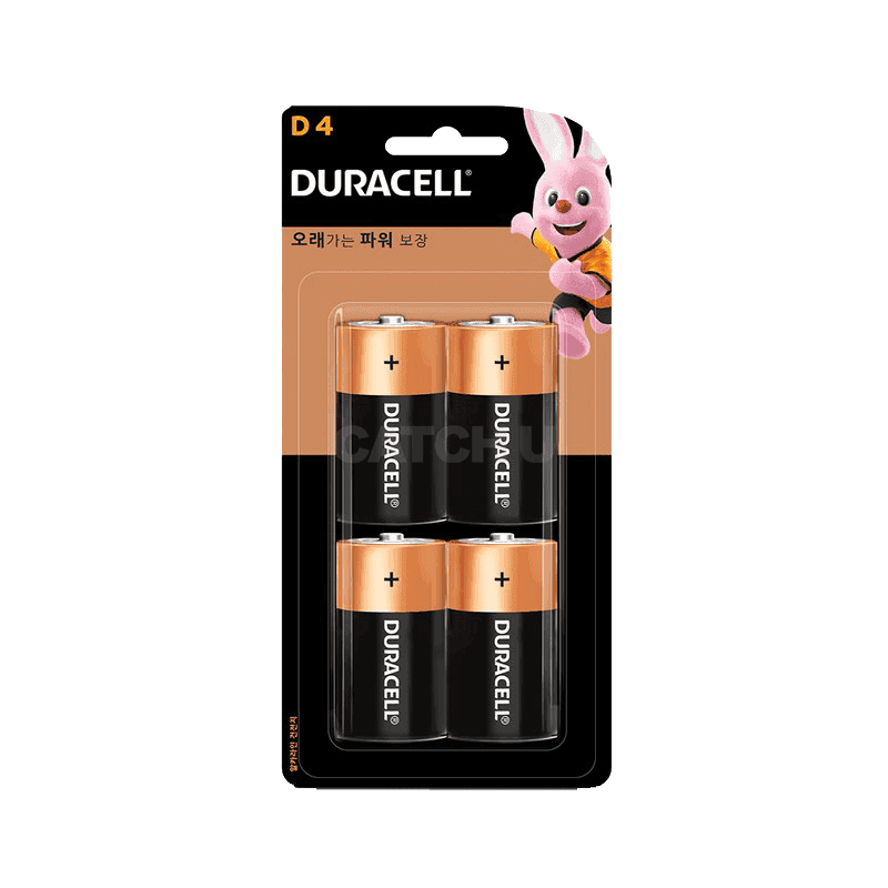 [캐치딜 전용] 듀라셀 알카라인 건전지 D, 4개입, 1개