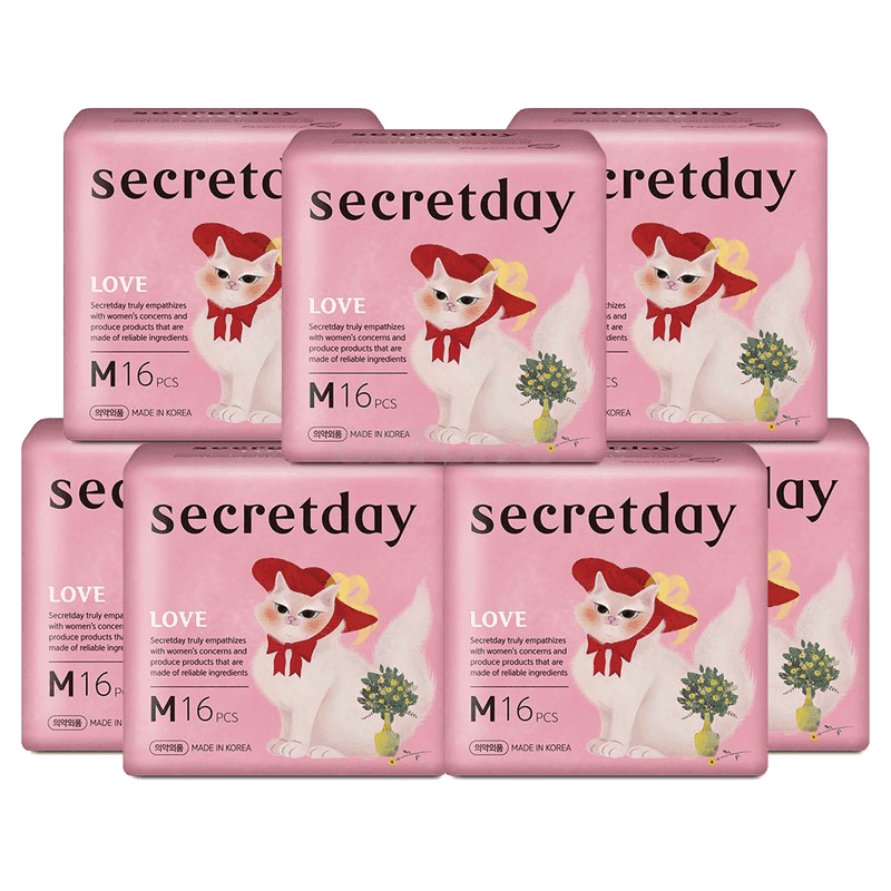 시크릿데이 러브 중형 생리대 날개형, 중형, 16개입, 7개