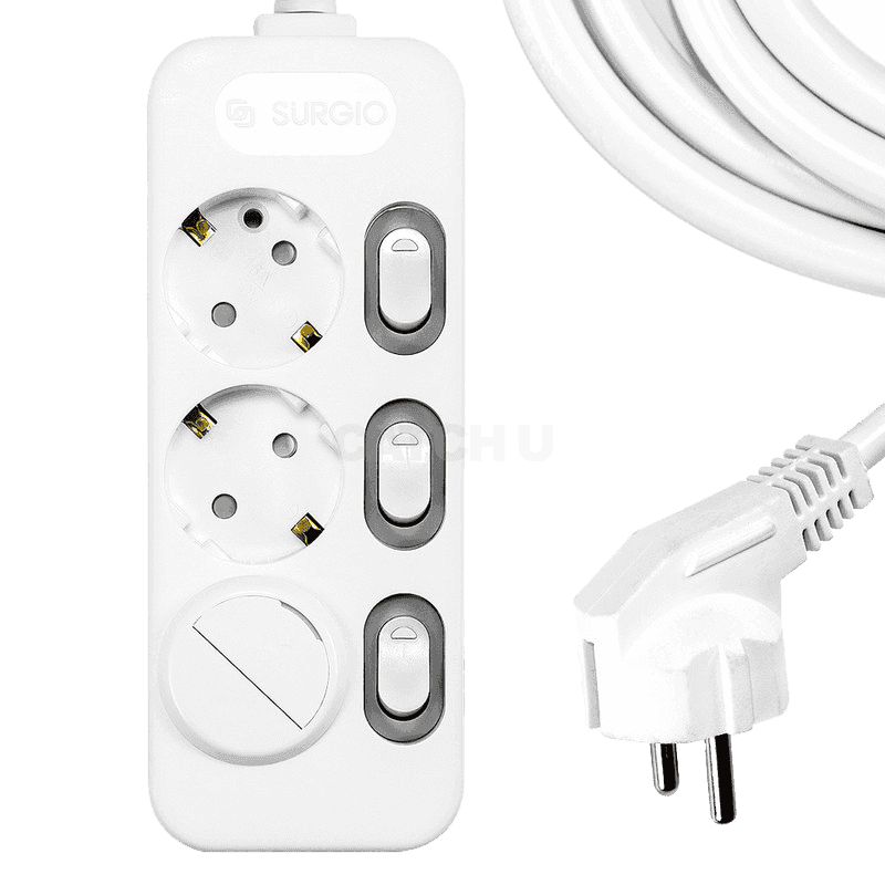 써지오 스위치 개별 멀티탭 3구 + 안전커버 DH-2039-RT