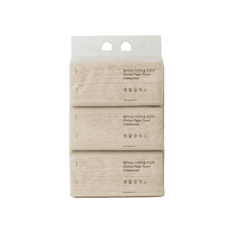 생활공작소 뽑아쓰는 키친타올 무표백, 100개입, 3개