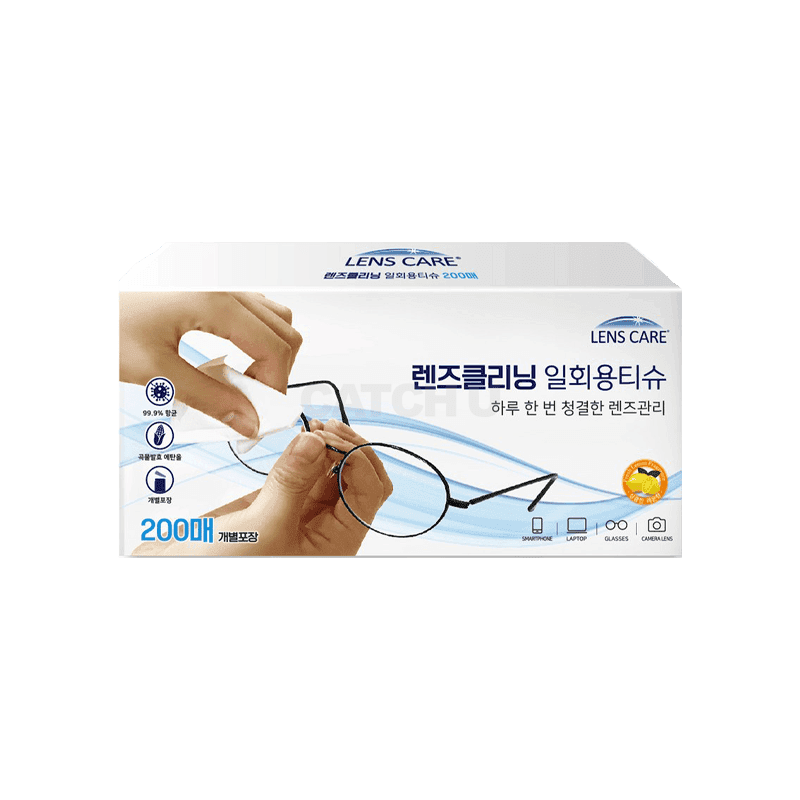 렌즈케어 렌즈클리닝 일회용 티슈 200p, 1개