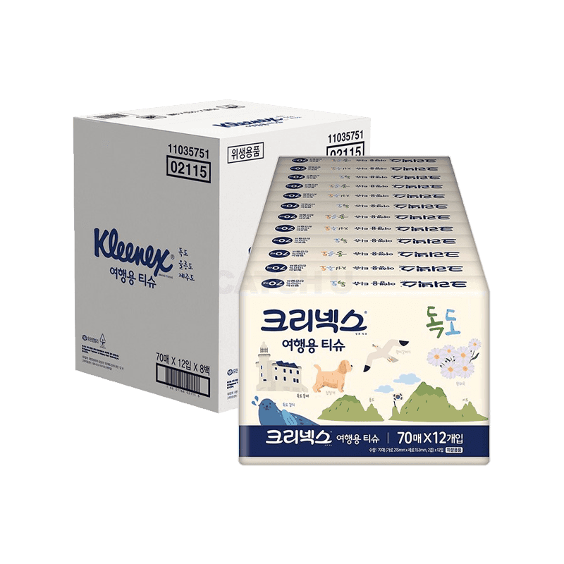 [캐치딜 전용] 크리넥스 여행용 티슈 대한민국, 70매, 12개