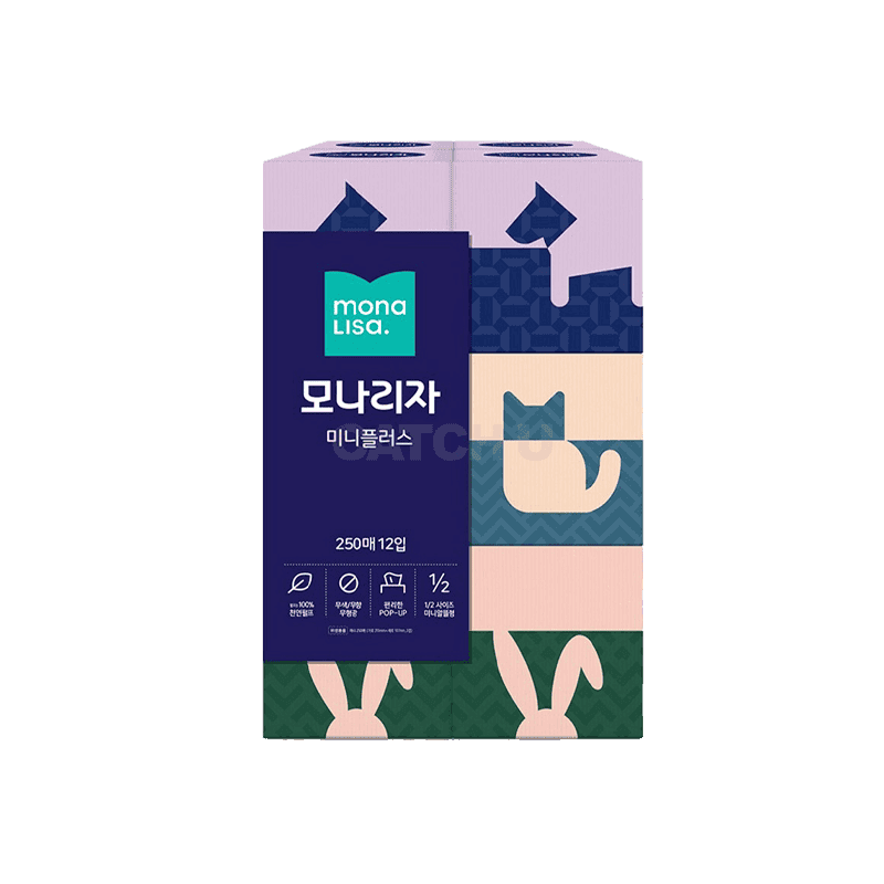 모나리자 미니플러스 미용티슈, 250매, 12개 N40640