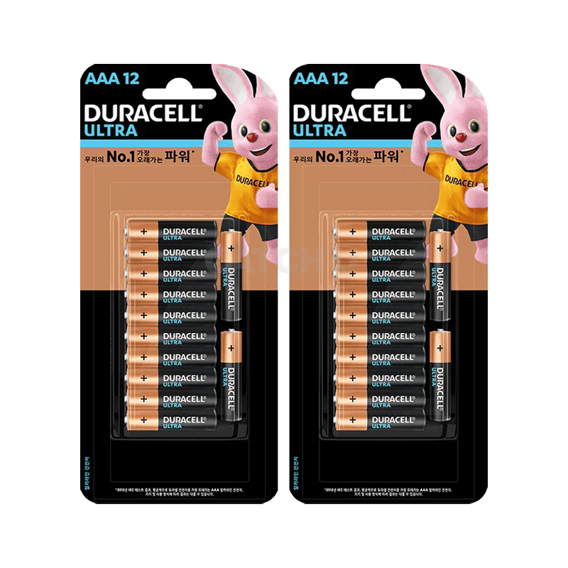 듀라셀 울트라 알카라인 건전지 AAA, 12개입, 2개