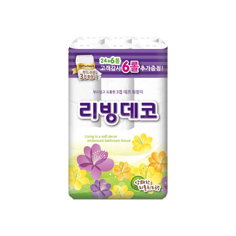 리빙데코 3겹 데코 롤화장지 25m, 30롤, 1팩