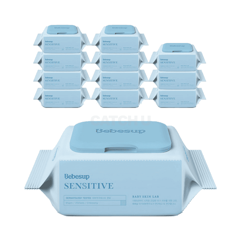 베베숲 센시티브 엠보싱 유아물티슈 휴대캡형 65gsm, 20매, 12개