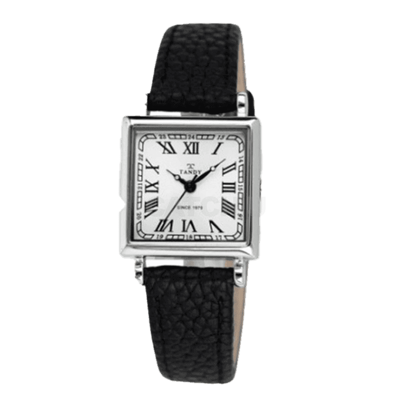 탠디 모던 스퀘어 여성용 가죽 손목시계 T-1903 블랙