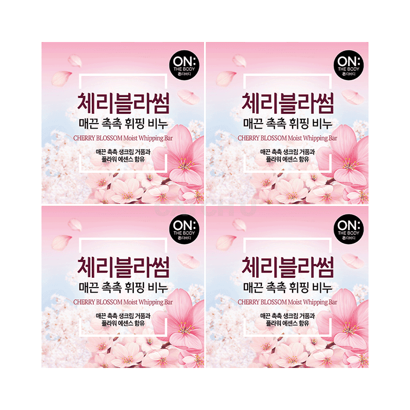 LG생활건강 온더바디 체리블러썸 휘핑비누 90G X 4개