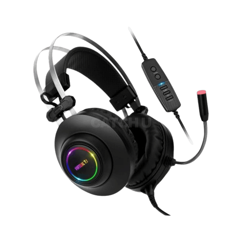 앱코 N550 ENC 가상 7.1 RGB 진동 노이즈 캔슬링 마이크 3D 초경량 게이밍 헤드셋 블랙