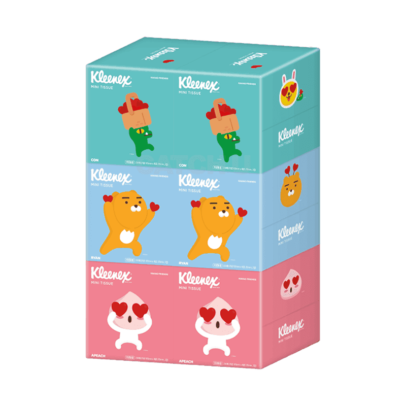 크리넥스 미용티슈 디럭스 미니 카카오 프렌즈 티슈 230매 X 6입 1EA+1EA