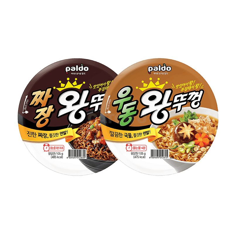 팔도 [18개] 짜장왕뚜껑 9개+우동왕뚜껑 9개 105g (총 18개)
