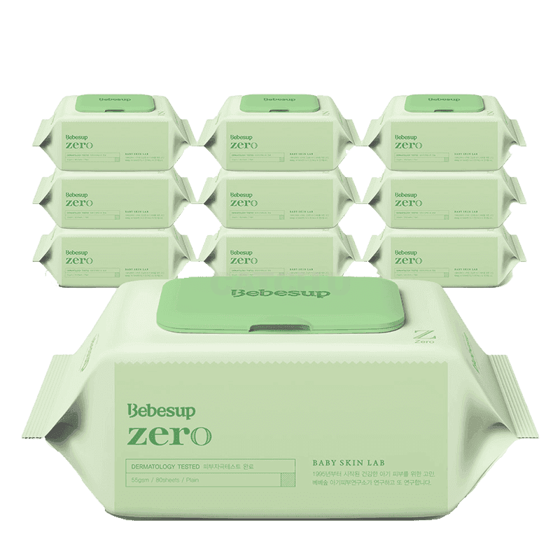 [캐치딜 전용] 베베숲 아기물티슈 제로 플레인 캡형 80매, 10개