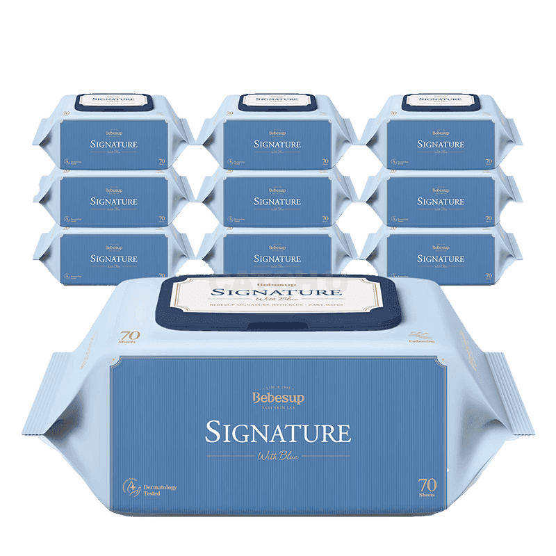 베베숲 베스트셀러 시그니처 위드블루 캡형 아기물티슈 70매, 10개