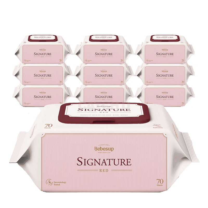 베베숲 아기물티슈 시그니처 레드 캡형 70매, 10개