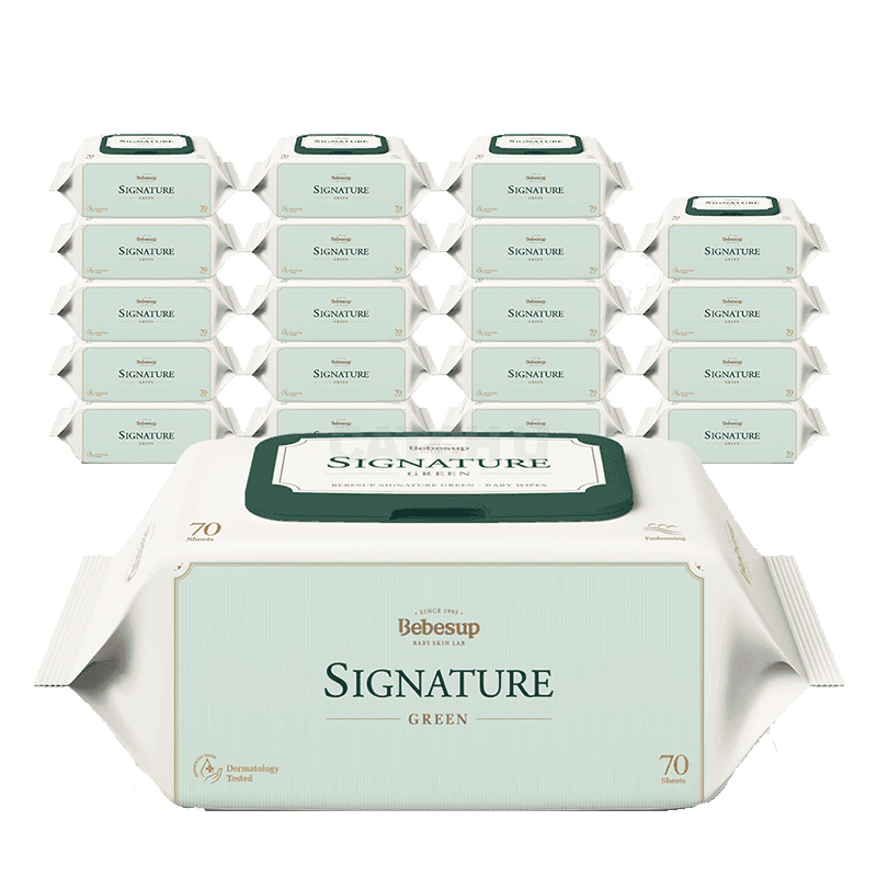 베베숲 아기물티슈 시그니처 그린 캡형 70매, 20개