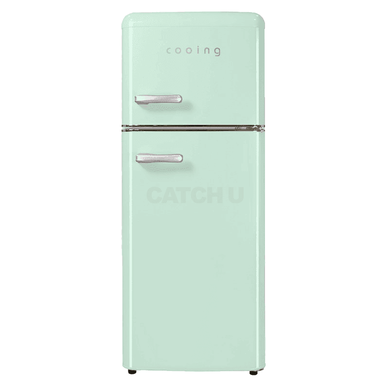 쿠잉전자 레트로 2도어 냉장고 115L 클레이 민트 REF-D121M