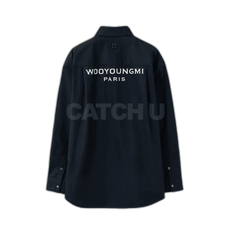 우영미 네이비 코튼 백로고 셔츠 [옵션 랜덤 발송]