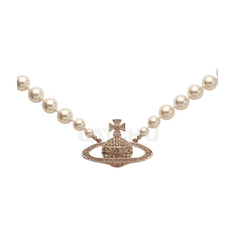 비비안웨스트우드 원 로우 펄 바스 릴리프 초커 목걸이 [옵션 랜덤 발송]