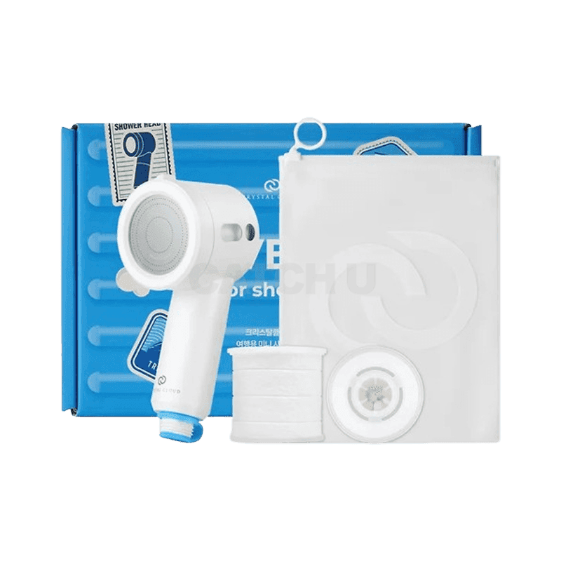 크리스탈클라우드 여행용 미니 필터 샤워기+고급형 필터 2개 [유럽/동남아세트] [옵션 랜덤 발송]