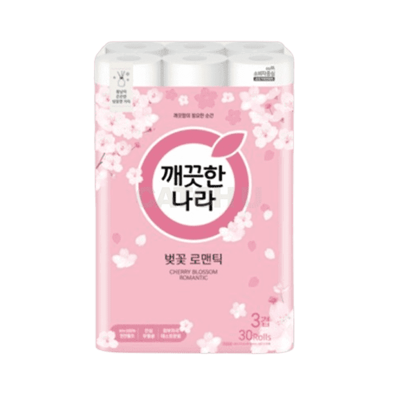 깨끗한나라 벚꽃 로맨틱 천연펄프 3겹 고급롤화장지 27m 30개입