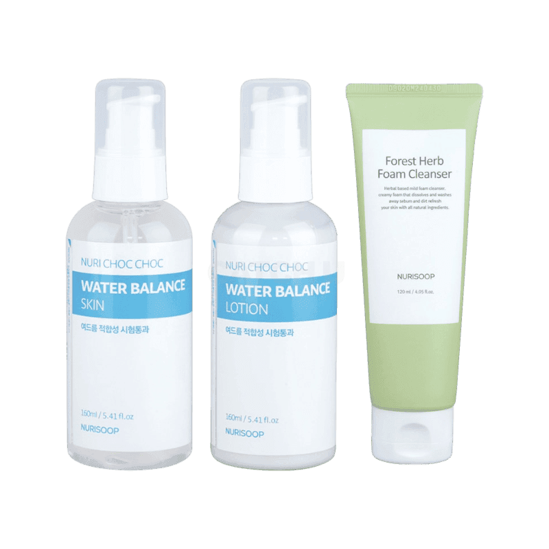 [캐치딜 전용] 누리숲 누리촉촉 스킨 160ml + 로션 160ml + 녹삼초 폼클렌저 120ml, 1세트