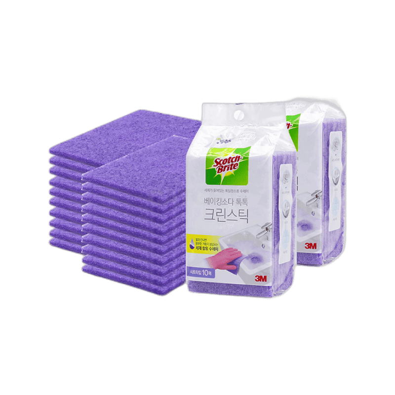 3M 스카치브라이트 욕실 세면대 청소용 베이킹소다 크린스틱 수세미형 리필 20매
