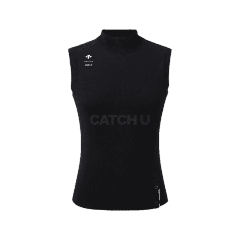 데상트골프 여성 하이넥 니트 슬리브리스 DQ22WFKV43