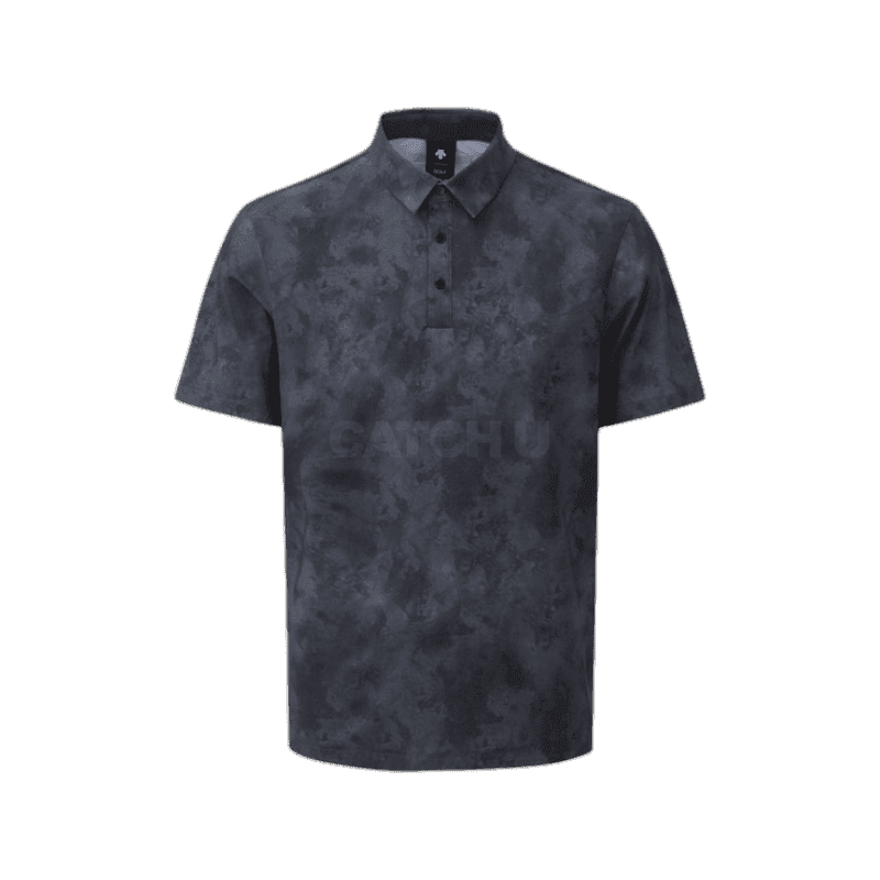 데상트골프 전판 프린트 기본 에리 반팔 티셔츠 DQ12MFTS3B