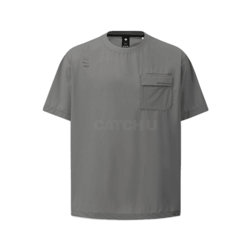 데상트골프 남성 우븐 라운드 반팔 골프웨어 DQ11MFNS38