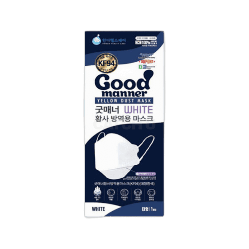 한다헬스케어 굿매너 황사 방역 마스크 KF94 L(대형) 화이트, 100개