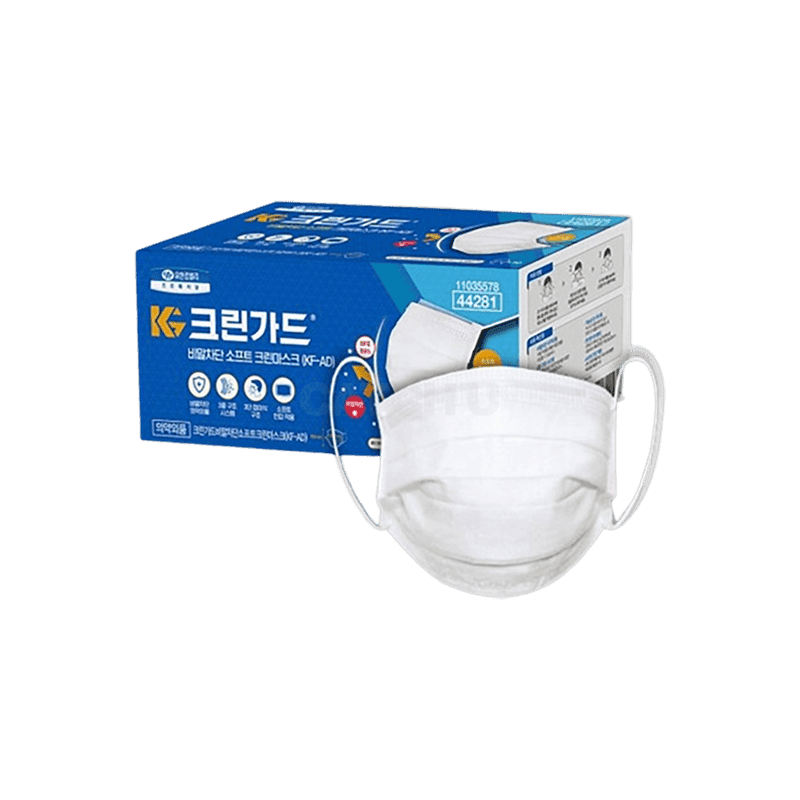 유한킴벌리 크린가드 비말차단 소프트 크린 마스크 KF-AD FREE(One size) 50개