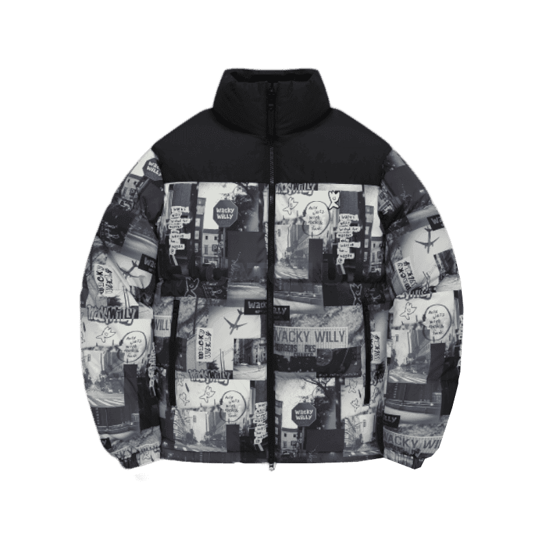 와키윌리 그래픽 다운 퍼핀 숏푸퍼 패턴 MG2404DP15TC