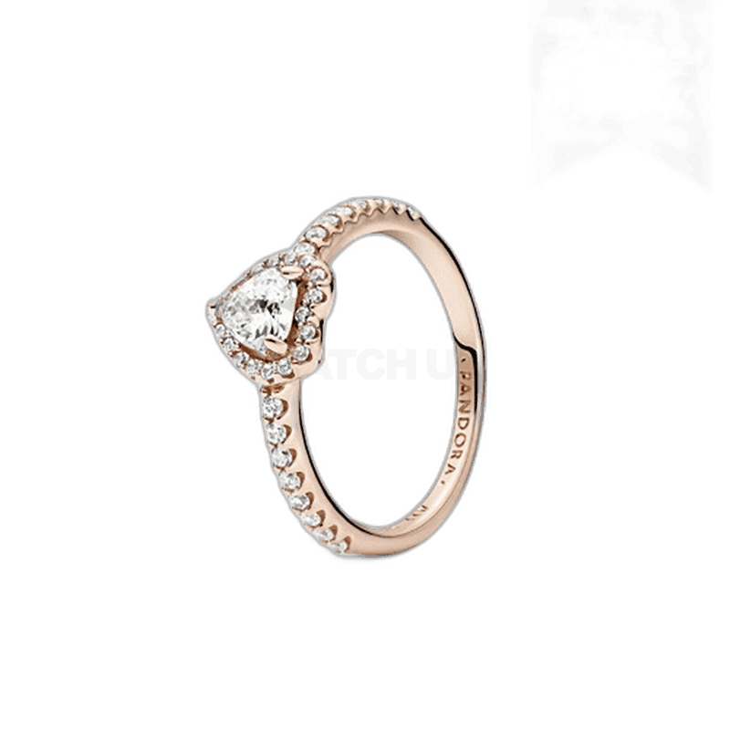 판도라 반지 엘리베이티드 하트 클리어 로즈 188421C02