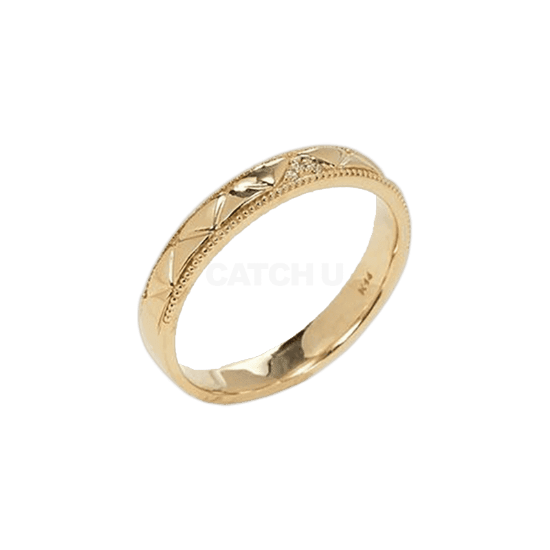 비앤비골드 삼각 큐빅컷 밀그레인 남성 반지 RCM41414