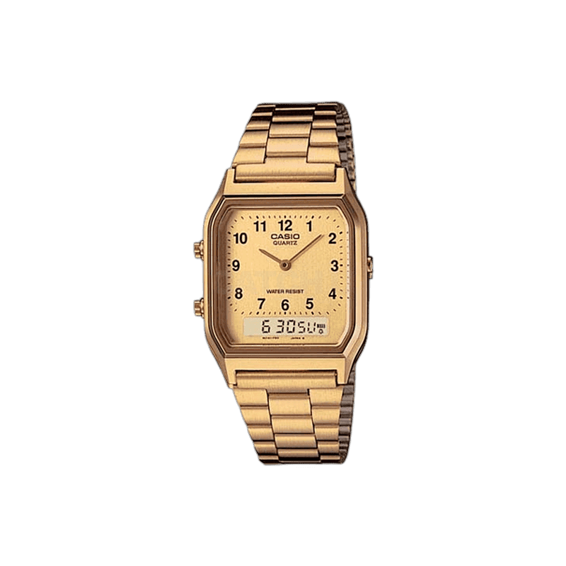 카시오 골드 듀얼타임 메탈시계 AQ-230GA-9B