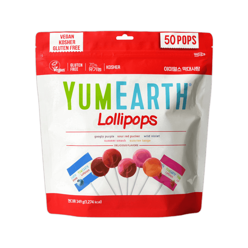 YUMMYEARTH 유기농 막대사탕 패밀리팩 349g, 1개