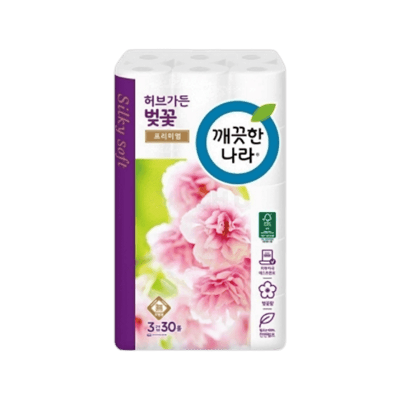 깨끗한나라 허브가든 벚꽃 프리미엄 3겹 28m 30롤, 2팩