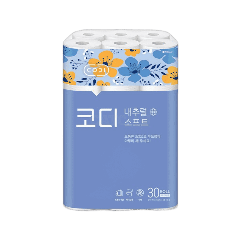 쌍용씨앤비 CODI 내추럴 소프트 3겹 27m 30롤, 3팩