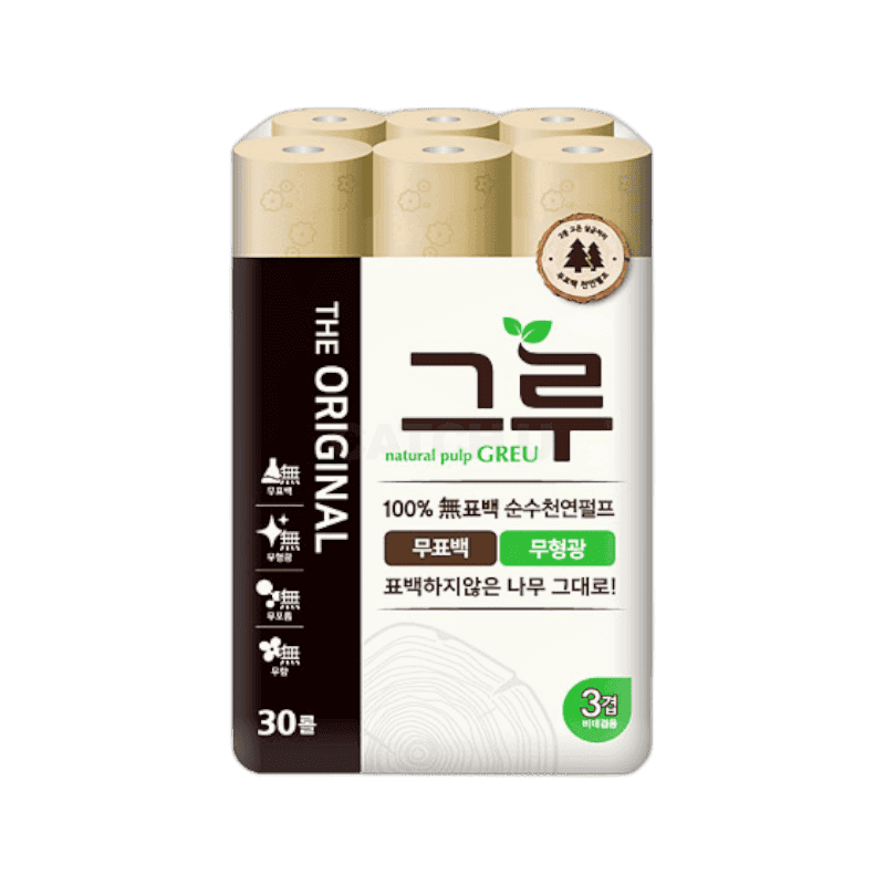 삼정펄프 더후 그루 더 오리지널 무표백 화장지 3겹 30m 30롤, 2팩