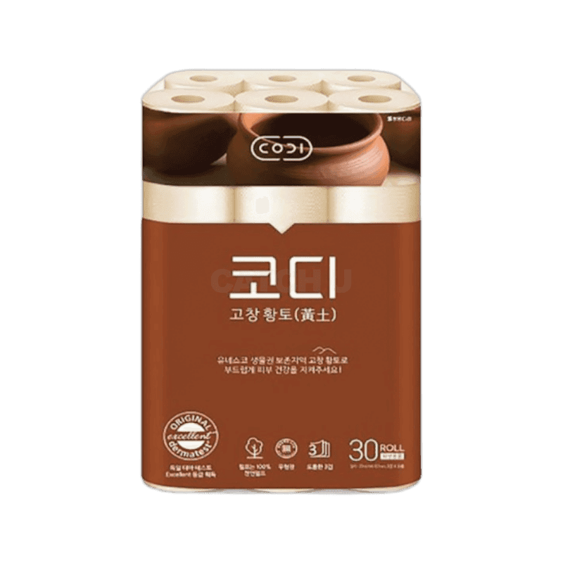쌍용씨앤비 CODI 고창황토 화장지 3겹 30m 30롤, 3팩