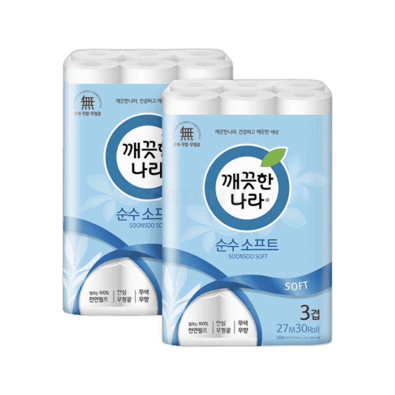 깨끗한나라 순수 소프트 3겹 27m 30롤, 2팩